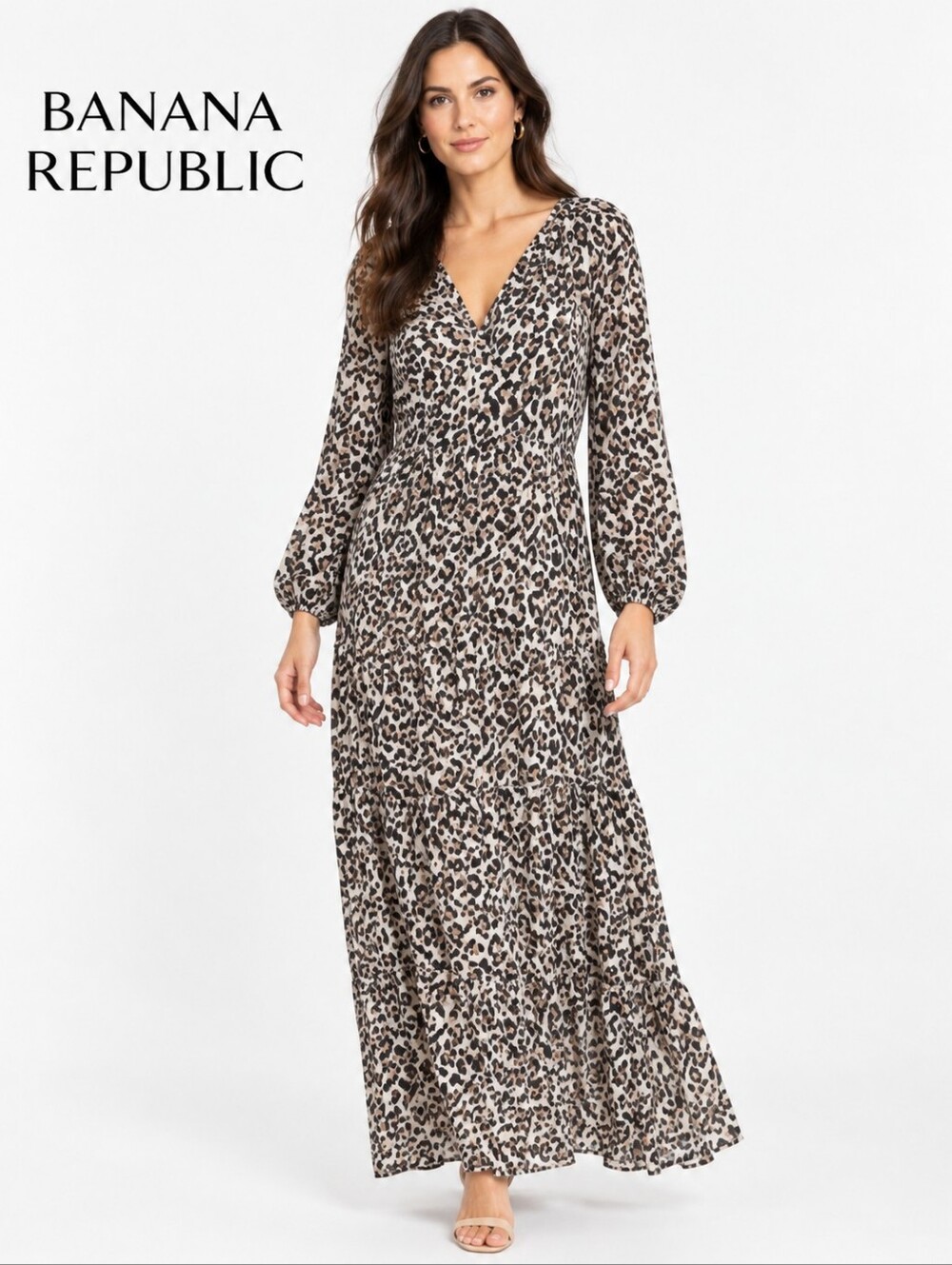 NWOT Banana Republic Leopard Boho Casual Tiered Maxi Dress Multiple Sizes Availa